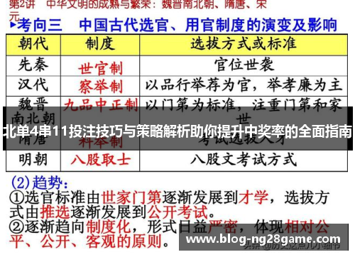 北单4串11投注技巧与策略解析助你提升中奖率的全面指南